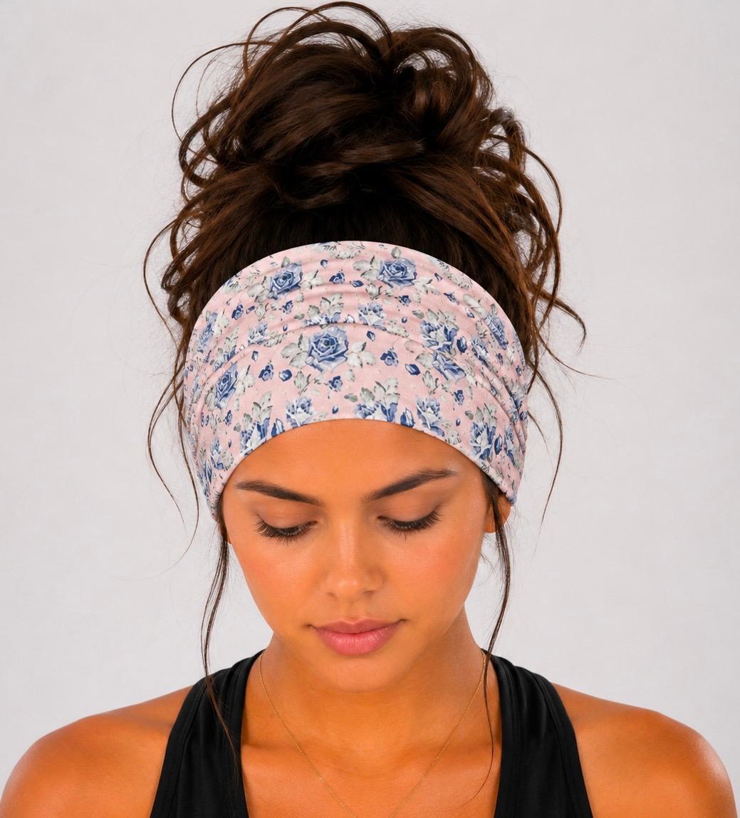 Floral Extra Wide Knit Scrunch Headband