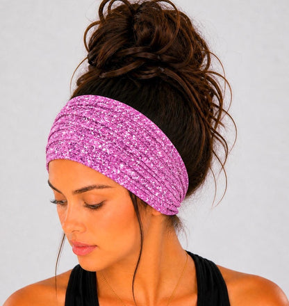 Extra Wide Knit Scrunch Headband handmade from soft stretchy jersey fabric
