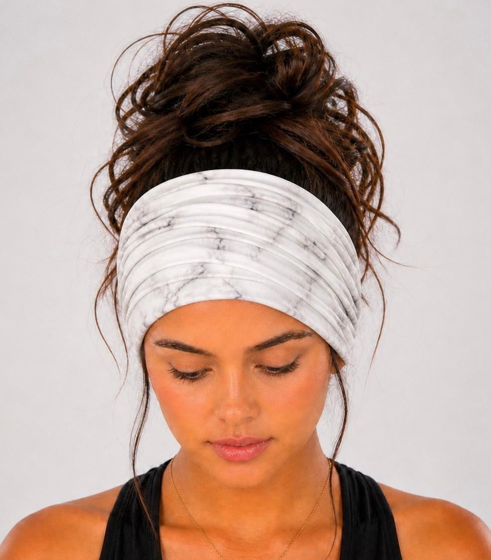 Tie Dye Extra Wide Knit Scrunch Headband handmade from soft stretchy jersey fabric
