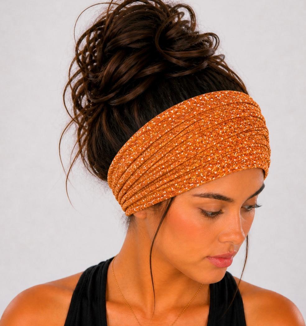 Fall Extra Wide Knit Scrunch Headband handmade from soft stretchy jersey fabric
