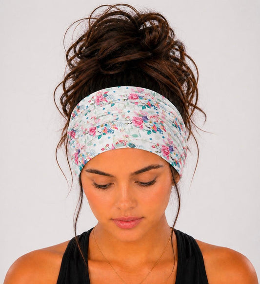 Floral Extra Wide Knit Scrunch Headband
