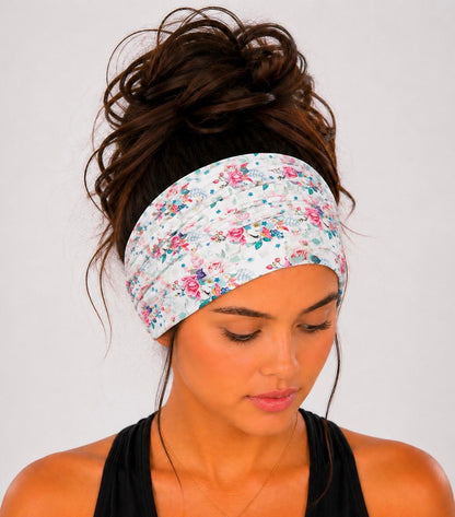 Floral Extra Wide Knit Scrunch Headband
