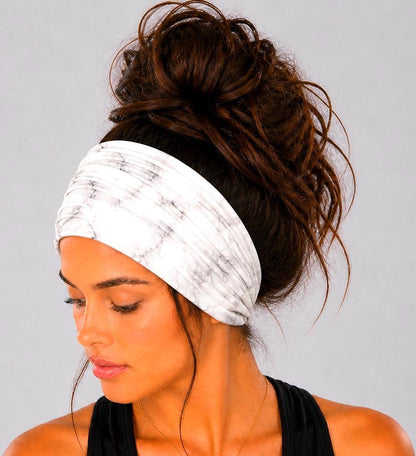 Tie Dye Extra Wide Knit Scrunch Headband handmade from soft stretchy jersey fabric
