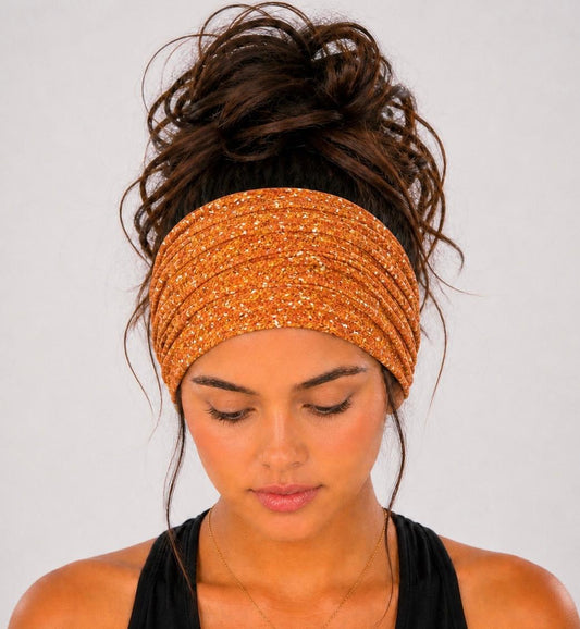 Fall Extra Wide Knit Scrunch Headband handmade from soft stretchy jersey fabric
