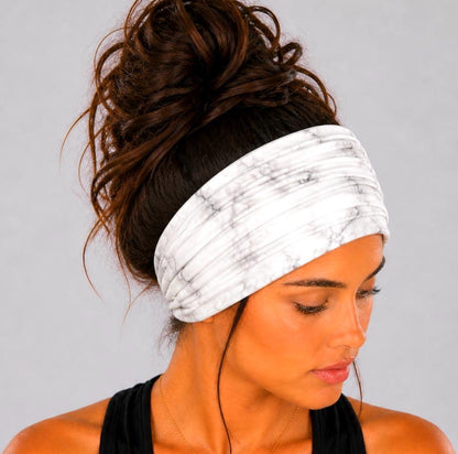 Tie Dye Extra Wide Knit Scrunch Headband handmade from soft stretchy jersey fabric
