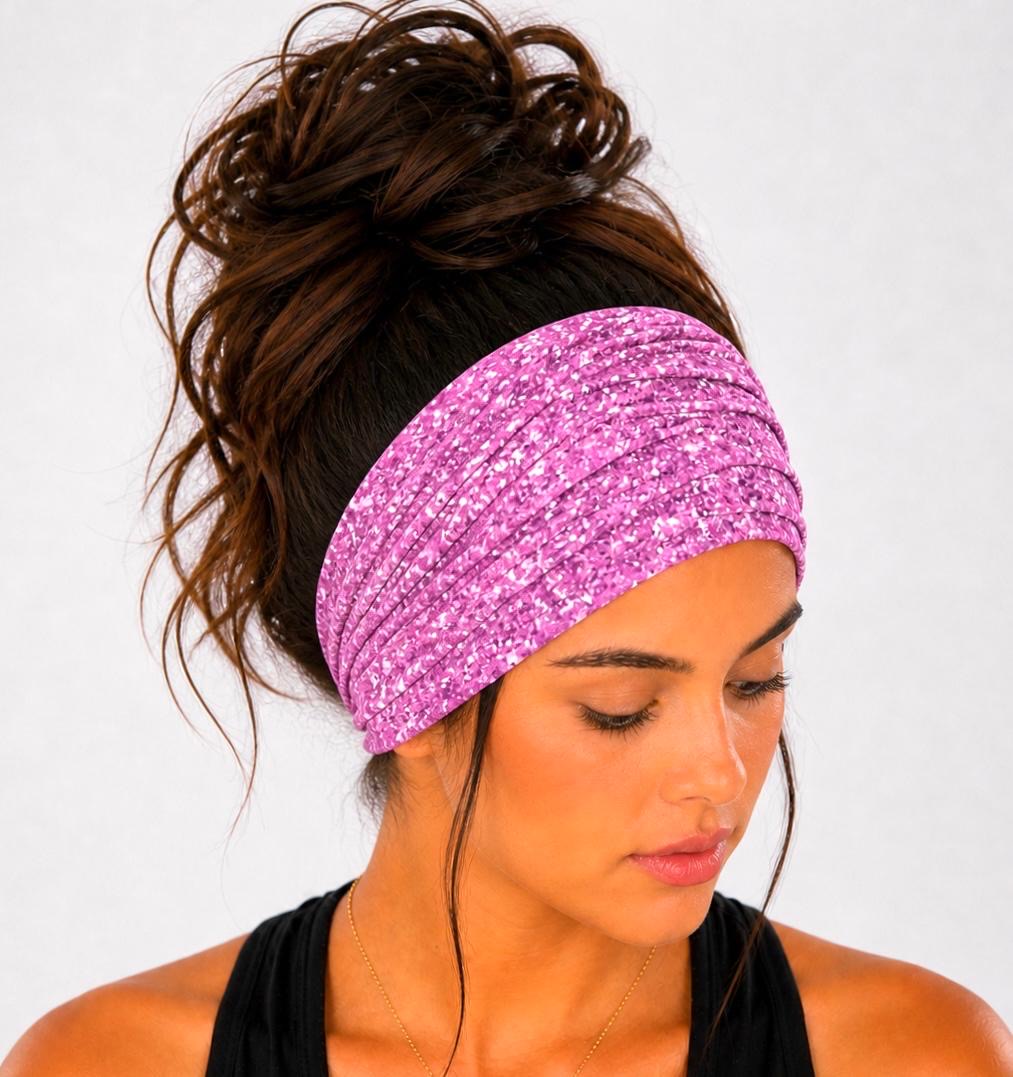 Extra Wide Knit Scrunch Headband handmade from soft stretchy jersey fabric
