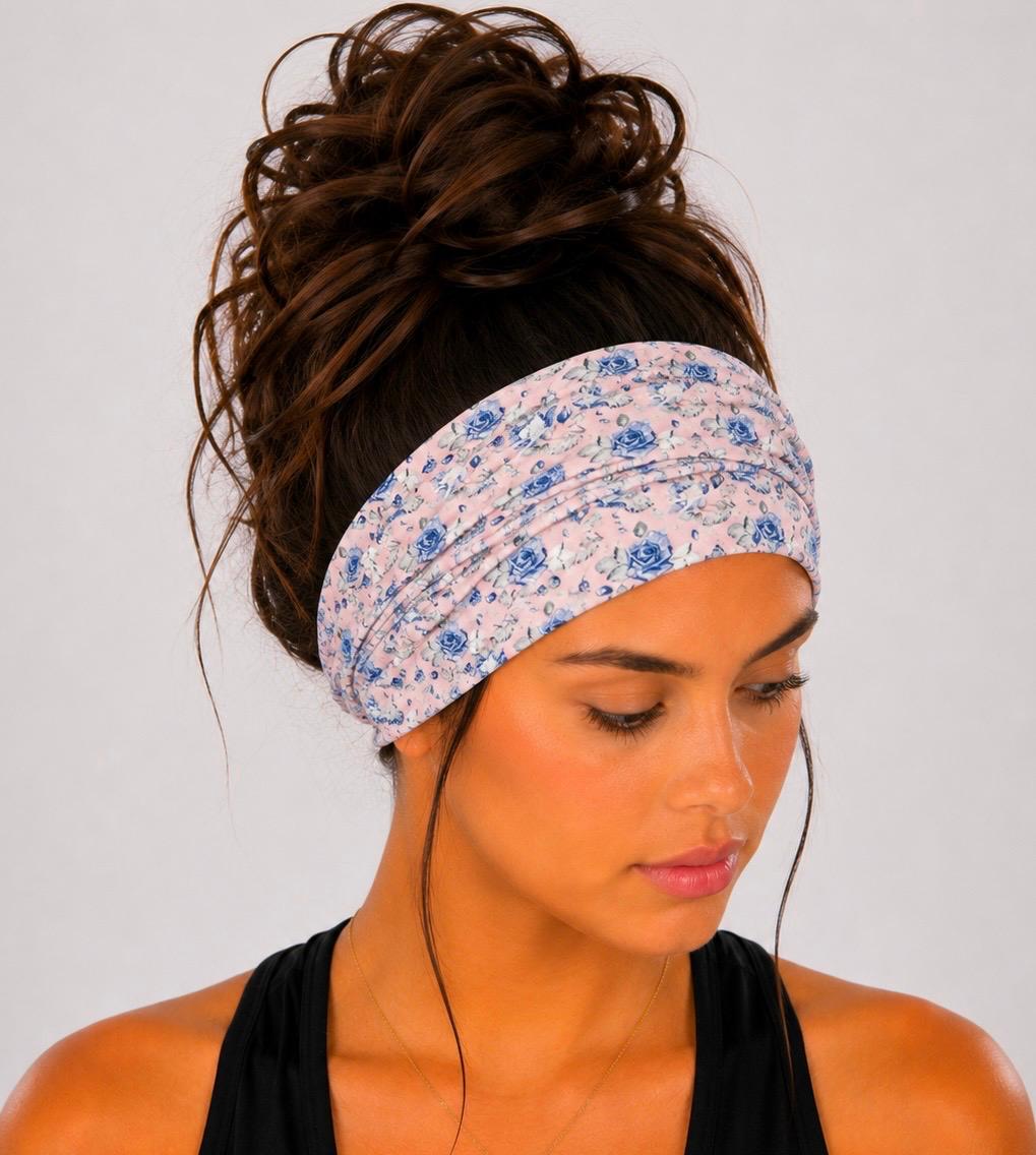 Floral Extra Wide Knit Scrunch Headband
