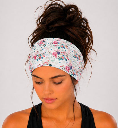 Floral Extra Wide Knit Scrunch Headband
