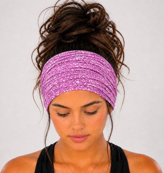 Extra Wide Knit Scrunch Headband handmade from soft stretchy jersey fabric
