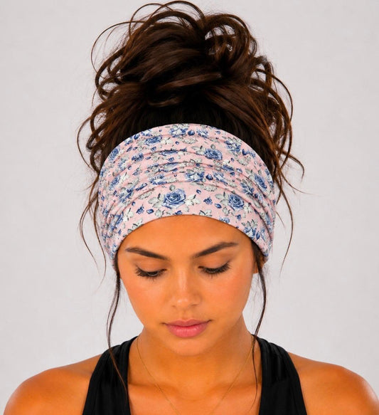 Floral Extra Wide Knit Scrunch Headband
