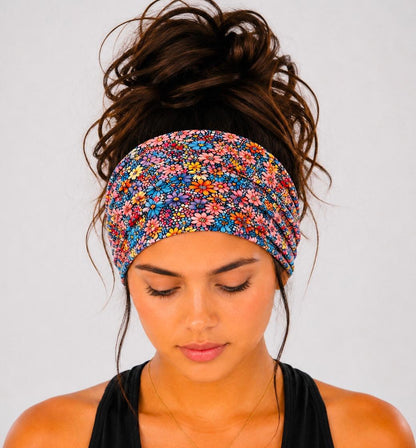 Handmade, Floral, Extra Wide, Knit, Scrunch Headband