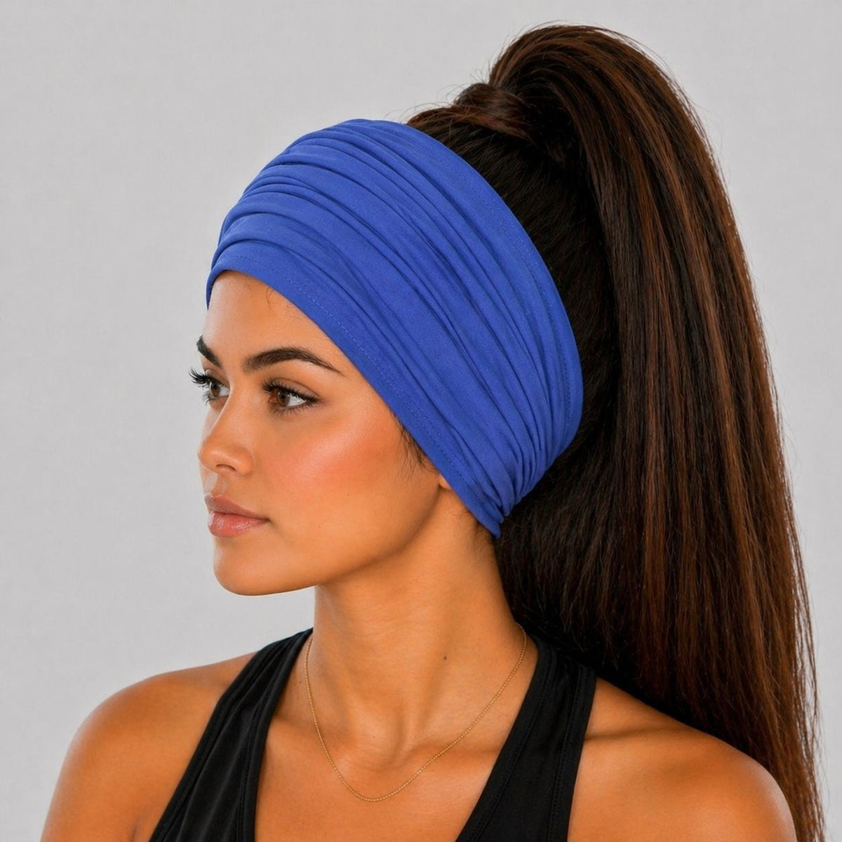 Royal Blue Scrunch headband, Wide Scrunch headband, Non Slip headband, Cotton Jersey headband