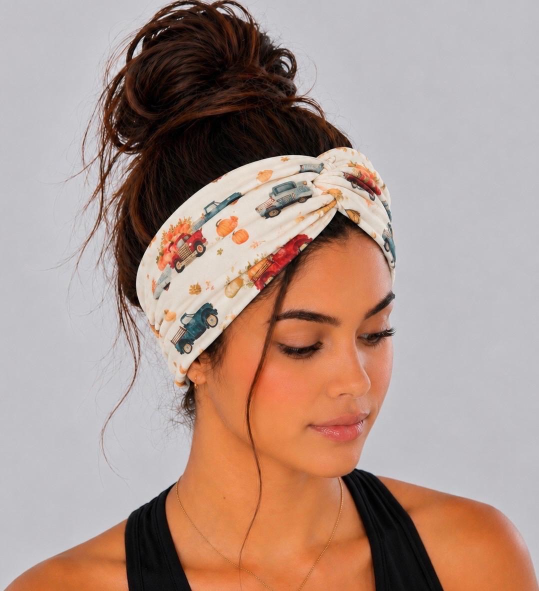 Truck and Pumpkin Twist Headband