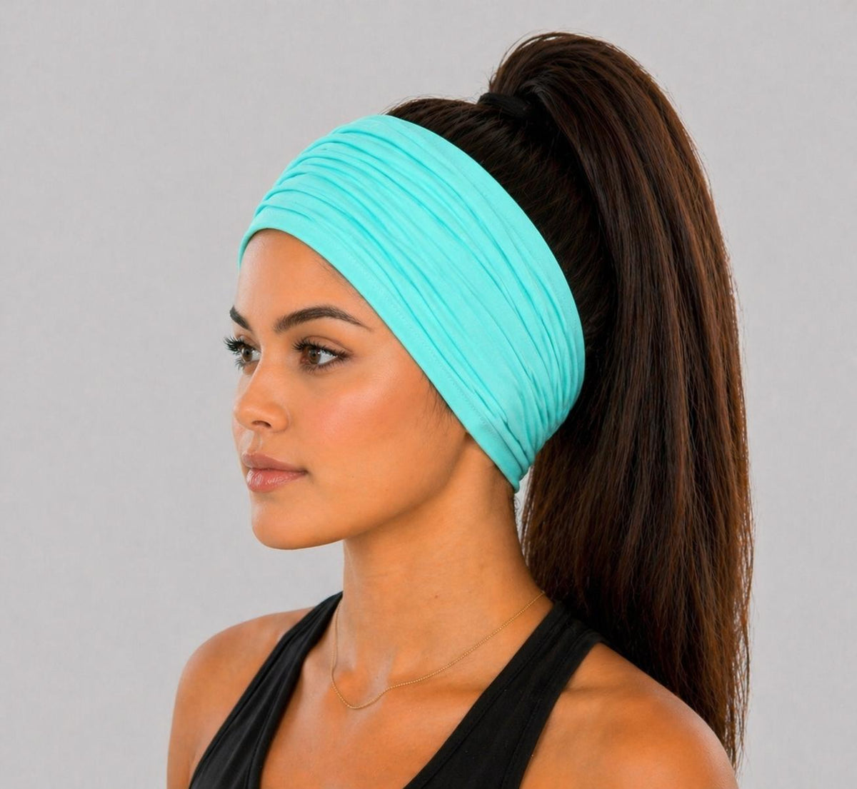 Mint Scrunch headband, Wide Scrunch headband, Non Slip headband, Cotton Jersey headband