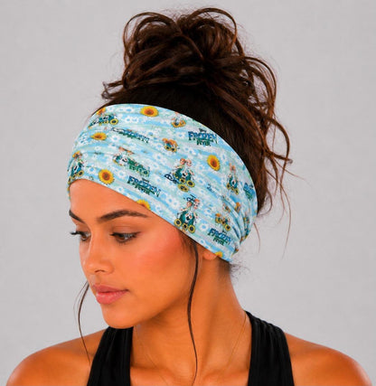 Frozen-inspired extra wide knit scrunch headband ⭐ Snow princess print extra wide knit scrunch headband
Blue Frozen-themed handmade headband
Kids' Frozen-inspired jersey knit headband